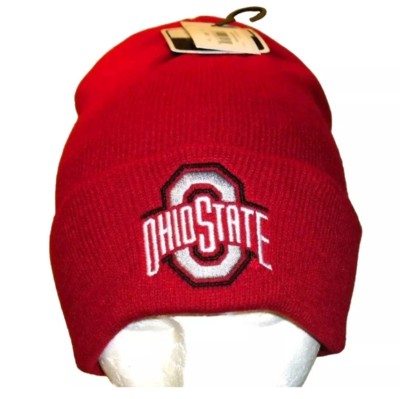Ohio State Buckeyes University Mens Adult Red Cuffed Winter Hat Beanie cap New - Picture 1 of 2